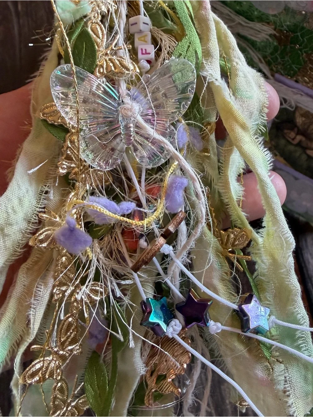 Fairy Junk Journal Gold Floral Denim Boho Grungy Decorated 3 Sig Softcover